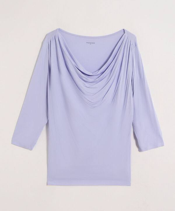 Camiseta Mujer Cuello Drapeado Manga 3/4 Elegante image number null