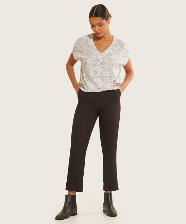 Pantalón Moda Con Detalle Punta En Pretina Unicolor