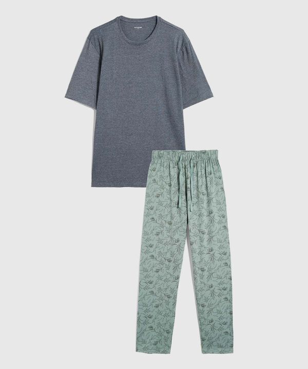 Conjunto Pijama Camiseta Cuello Redondo Con Patantalon Estampado Para Hombre image number null