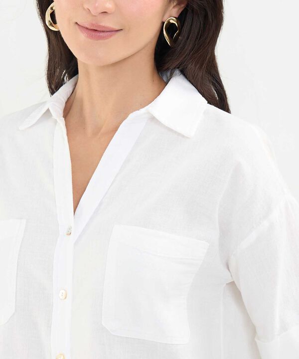 Camisa Resort en Efecto Lino image number null
