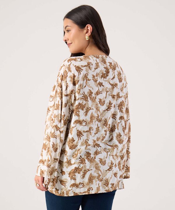 Blusa Estampada Escote En V Para Mujer
