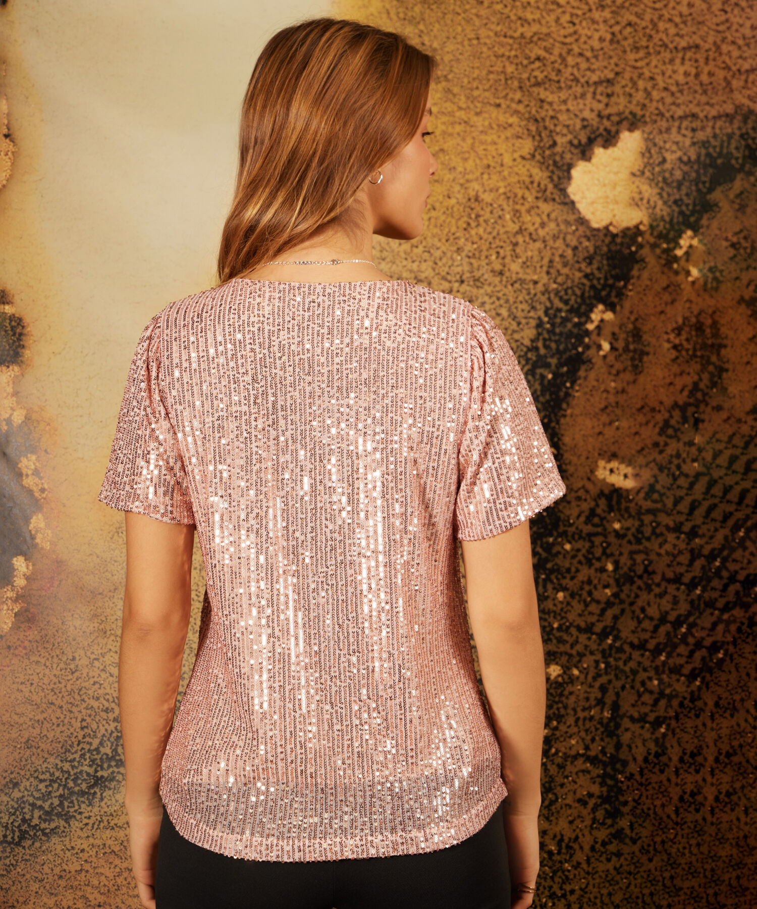 Blusa manga corta en brillo