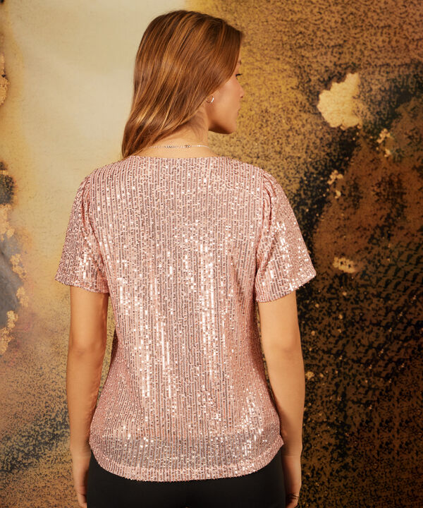 Blusa manga corta en brillo