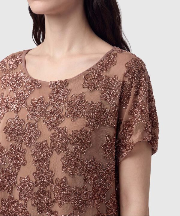 Camiseta Con Bordado De Lentejuelas Para Mujer