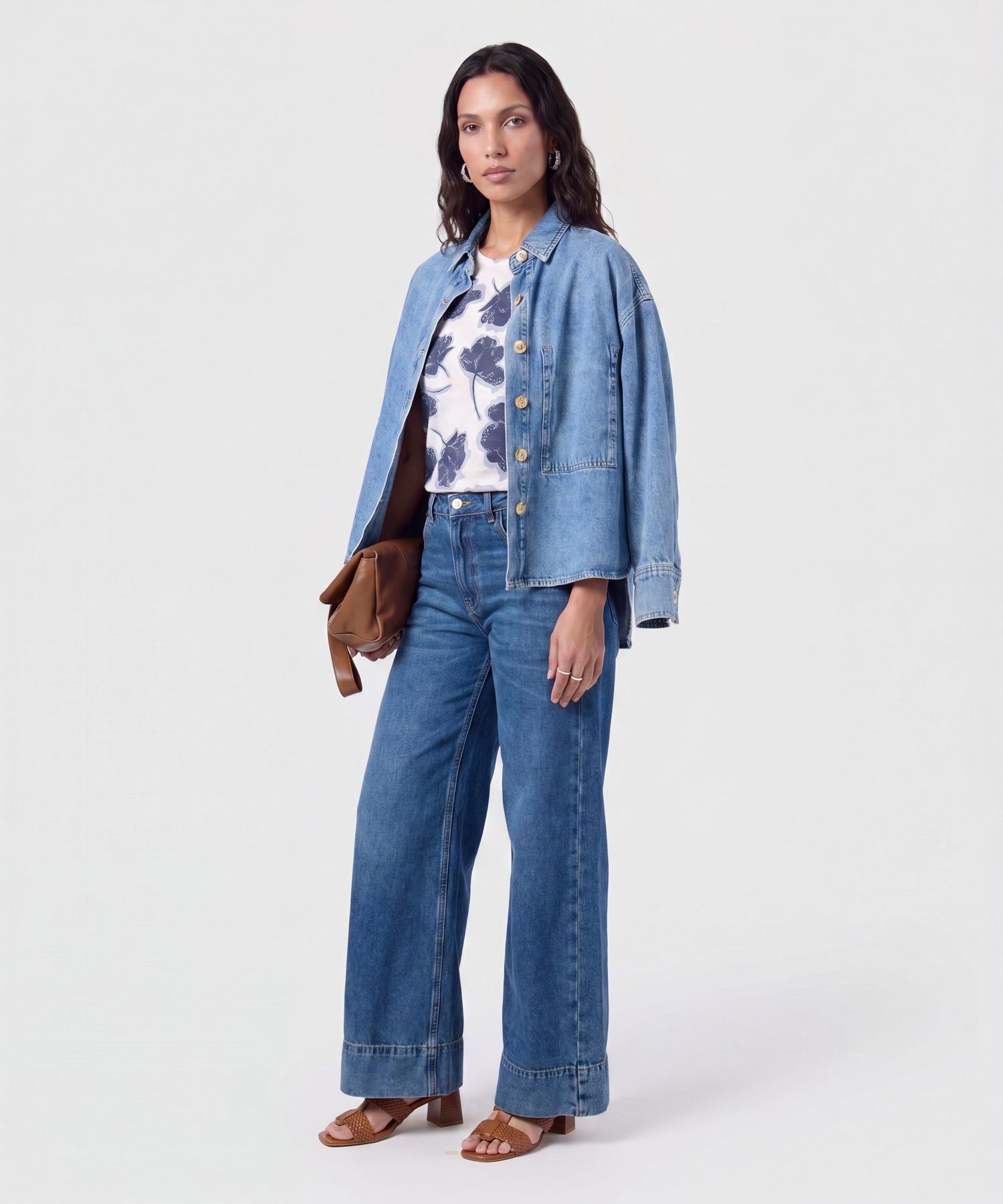 Jeans Bota Ancha Con Trenzado Para Mujer