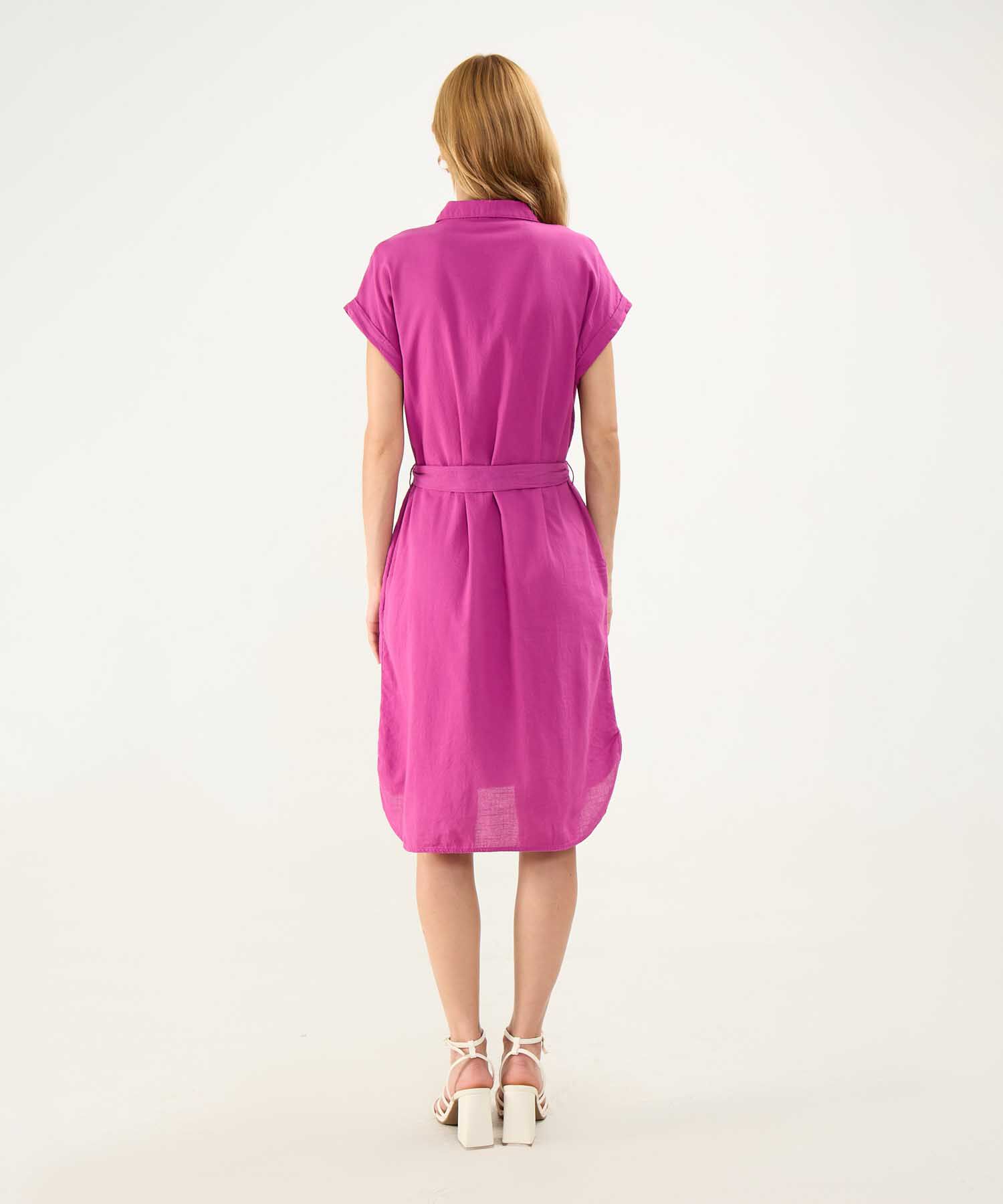 Vestido Camisero en Efecto Lino