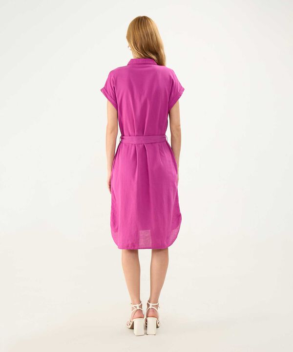Vestido Camisero en Efecto Lino