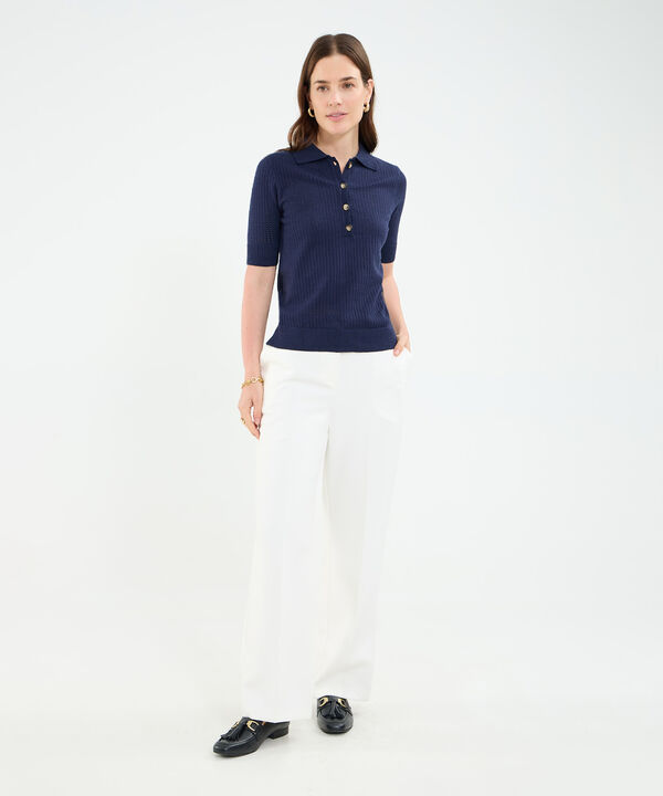 Polo tejida unicolor para mujer image number null
