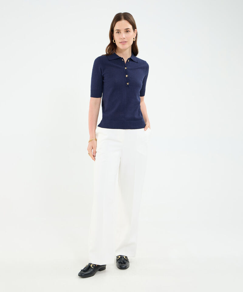 Polo tejida unicolor para mujer