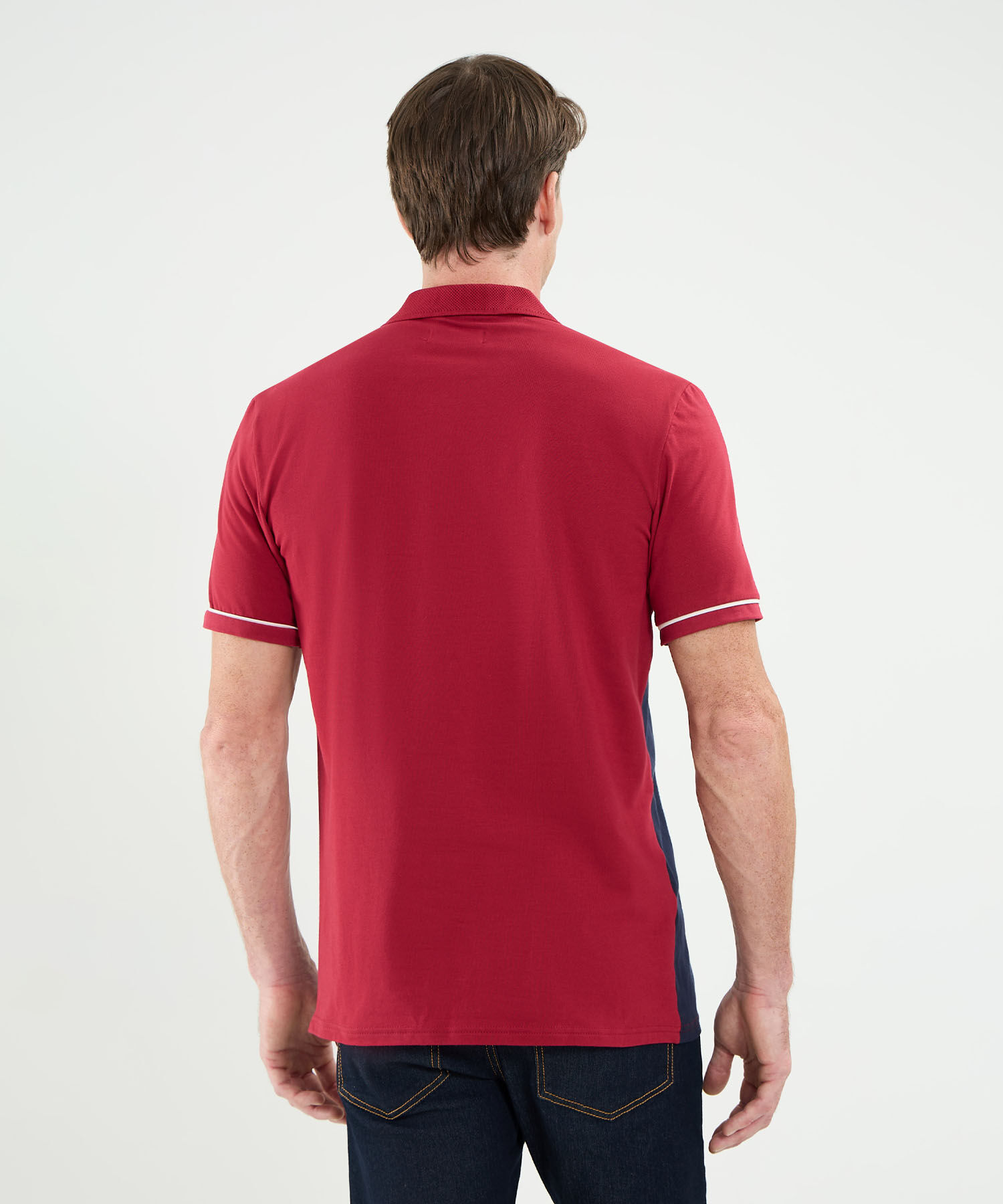 Polo Cuello Tejido Con Bloque De Color Para Hombre