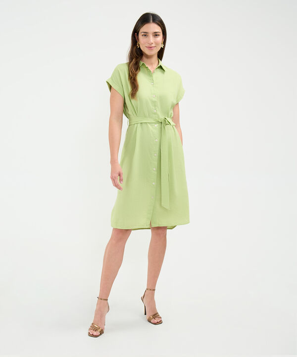 Vestido Camisero en Efecto Lino image number null