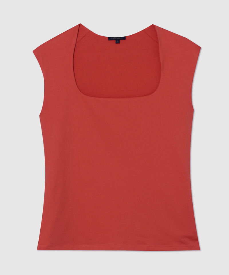 Camiseta Unicolor Escote Cuadrado Manga Corta