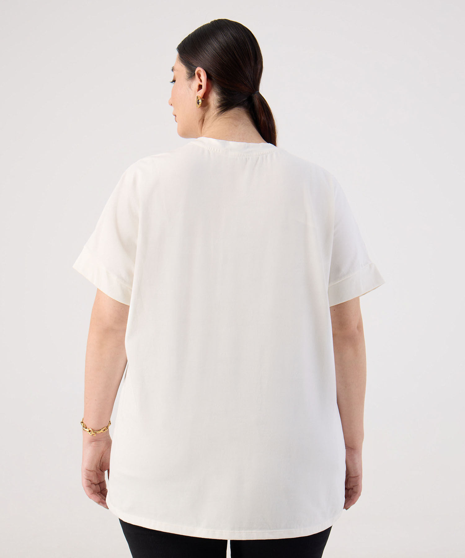 Camiseta con Manga Doblada y Estampado Para Mujer Curvy