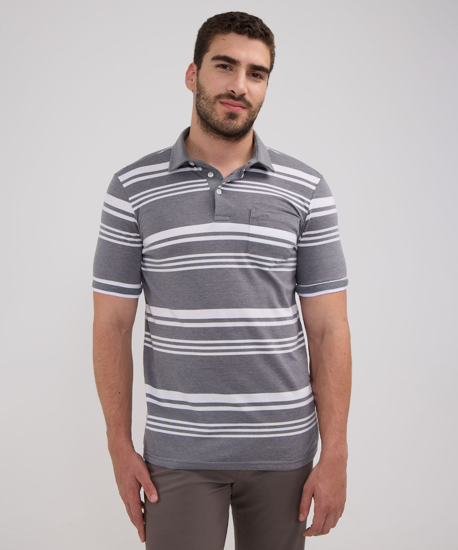 Polo Preteñida Cuello Maquina Con Bolsillo