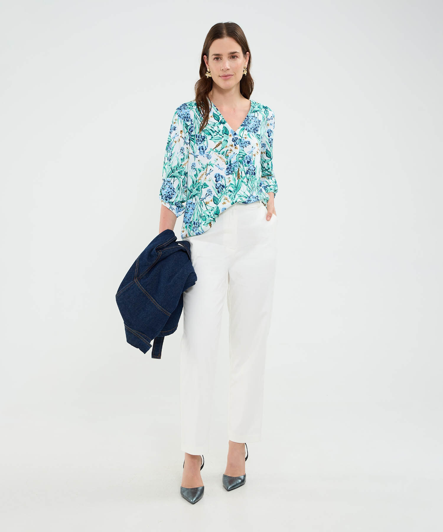 Blusa manga 3/4 estampada para mujer