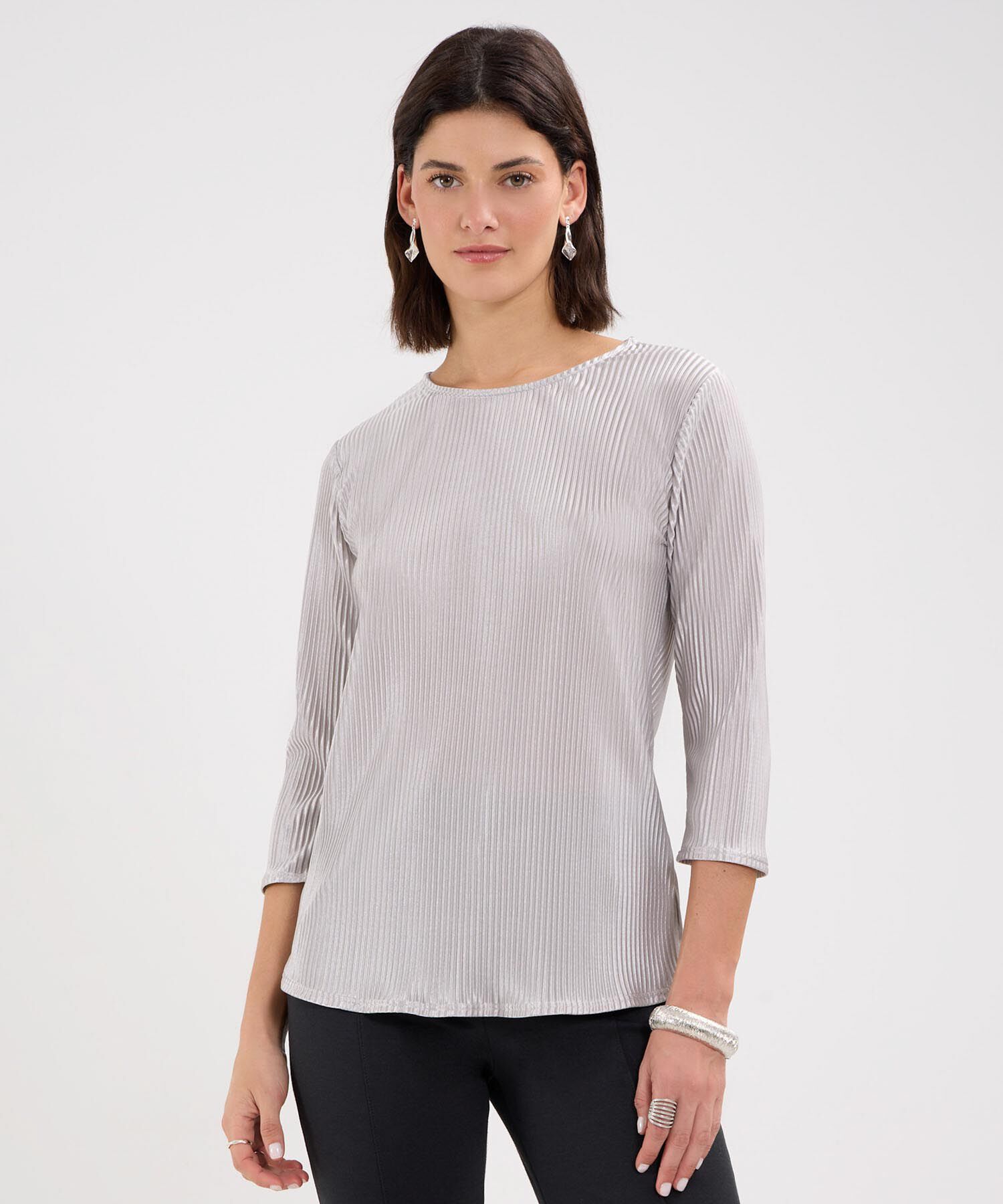 Blusa Plisada Efecto Metalizado