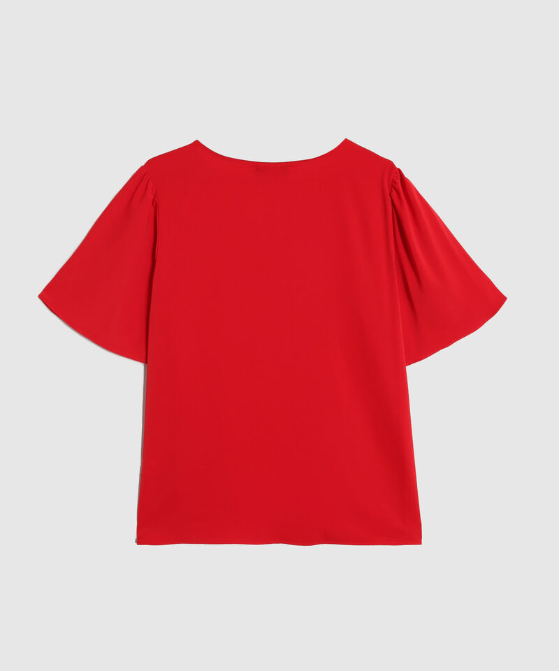 Blusa con Escote V y Manga Mariposa Para Mujer Curvy