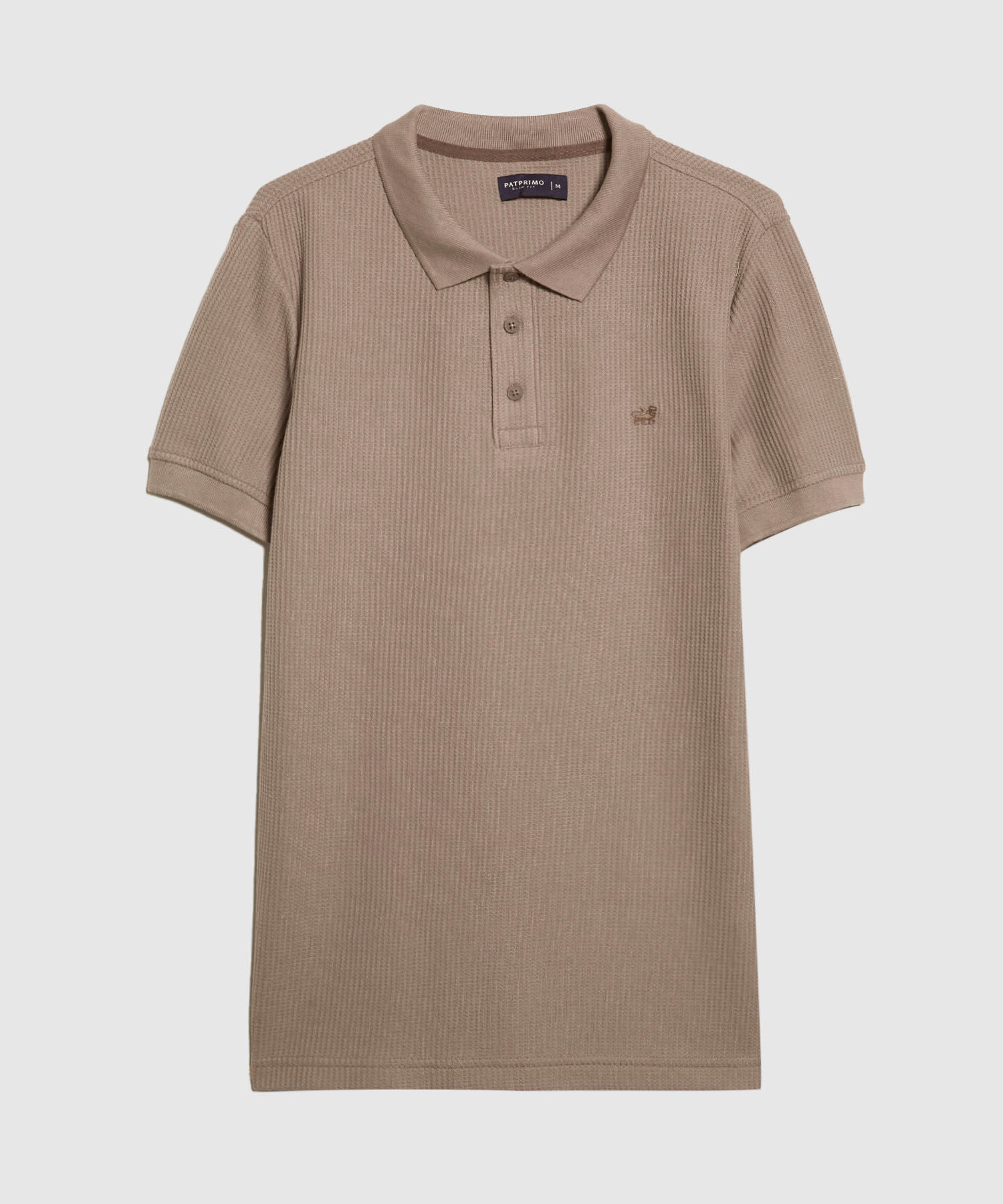 Polo Unicolor Con Textura, Cuello Y Puños Tejidos