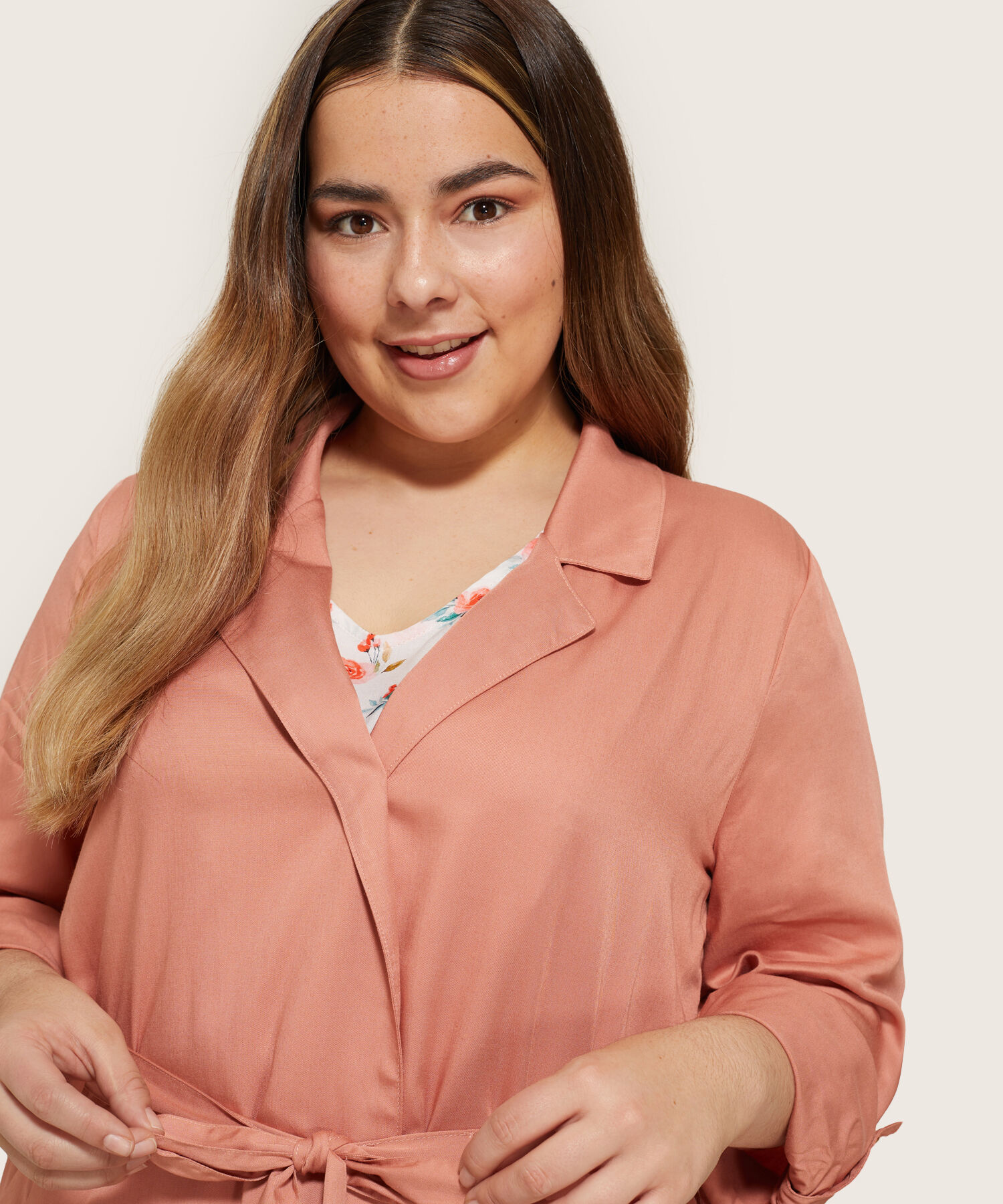 Chaqueta Larga Tipo Trench Para Mujer Curvy