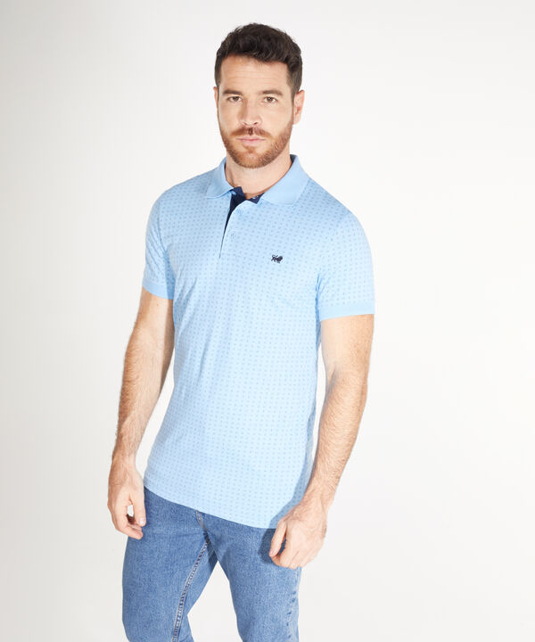 Polo Estampada Cuello Y Puños Tejidos Unicolor Sin Bolsillo Con Silueta Slim Fit