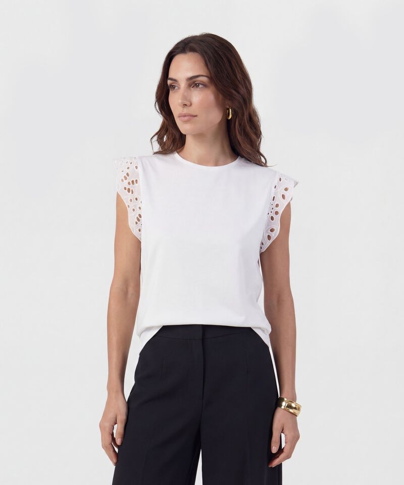 Camiseta Manga Sisa Con Ojalillo Para Mujer