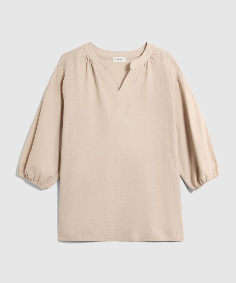 Blusa Unicolor Manga 3/4 Para Mujer Curvy