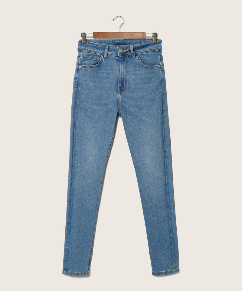 Jean Skinny Tiro Alto Tono Medio Claro