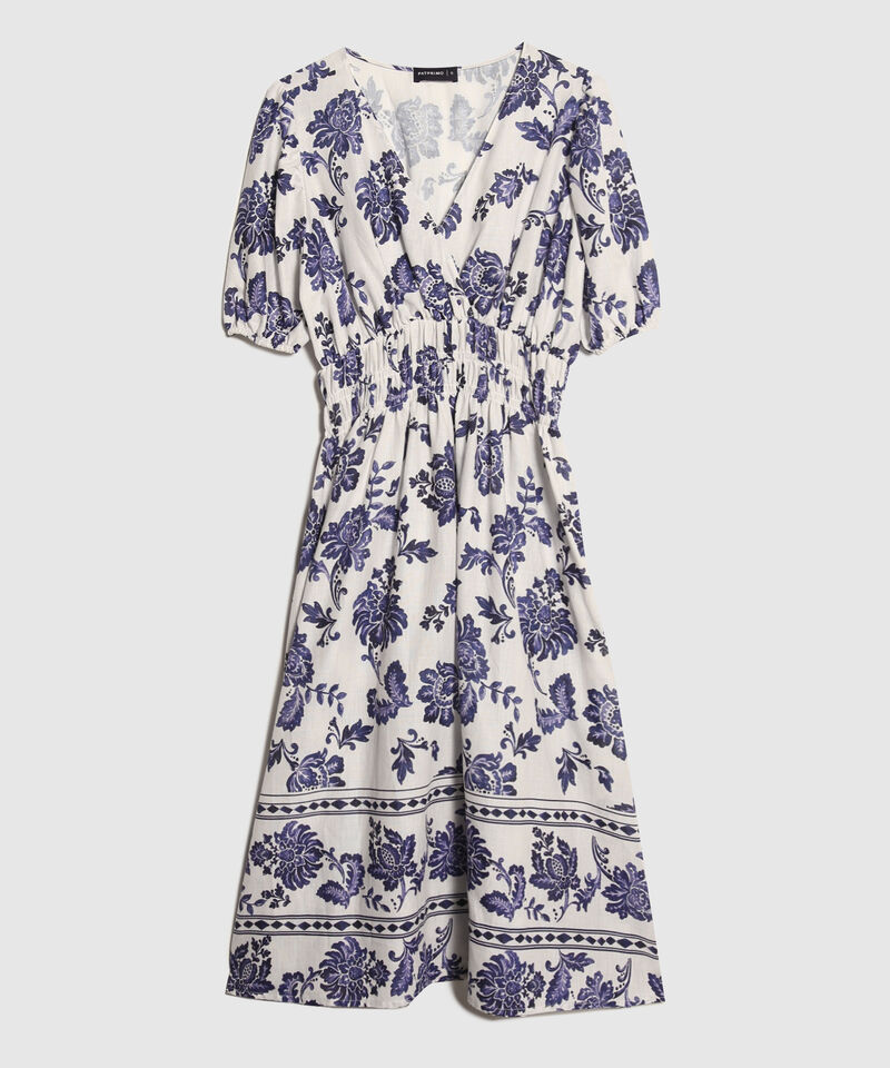 Vestido Midi Resortado En Cintura Estampado