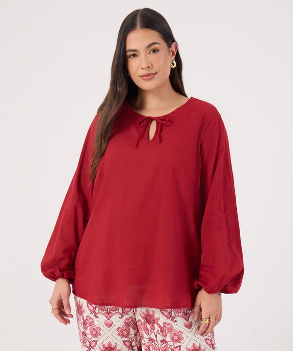 Blusa Bordada Con Cordon Para Mujer image number null