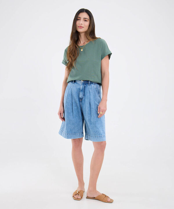 Blusa Manga Corta Unicolor image number null