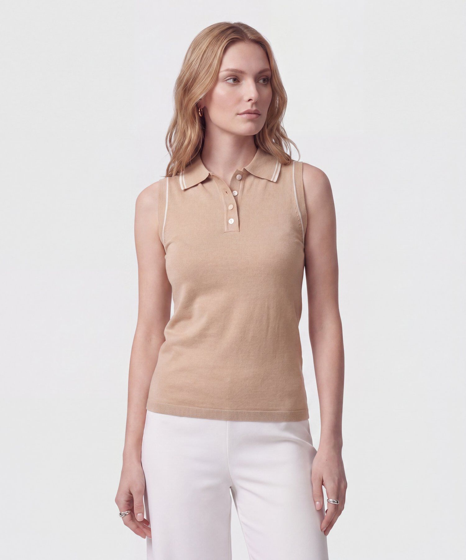 Polo Texturizada Cuello En Contraste Mujer