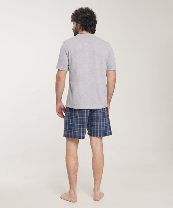 Pijama 2 Piezas Camiseta Henley Y Pantalóneta