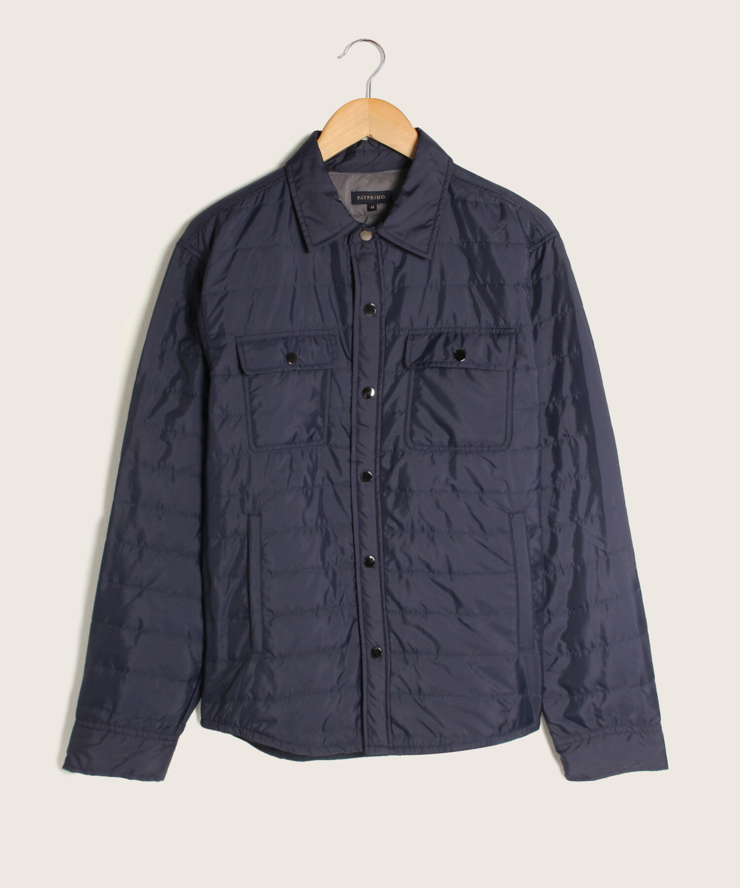 Chaqueta Cuello Tipo Camisero, Acolchada