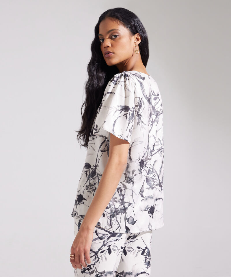 Blusa Estampada Escote En V Manga Corta