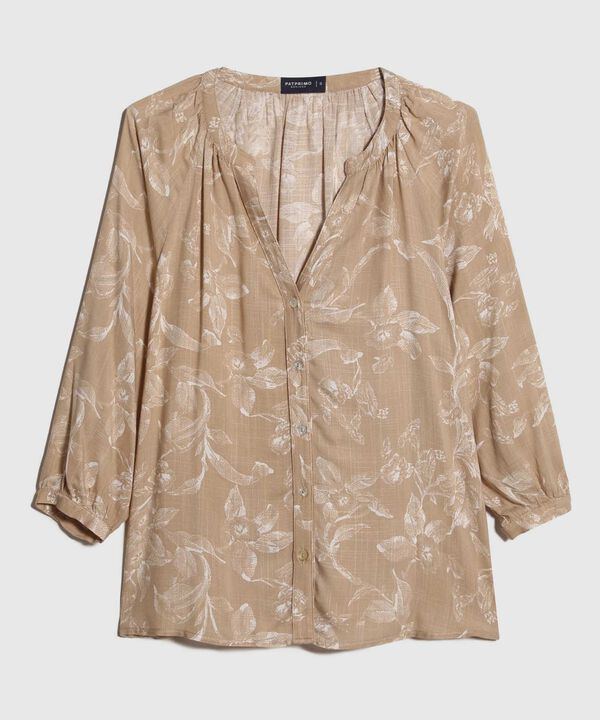 Blusa Estampada Cuello Mao