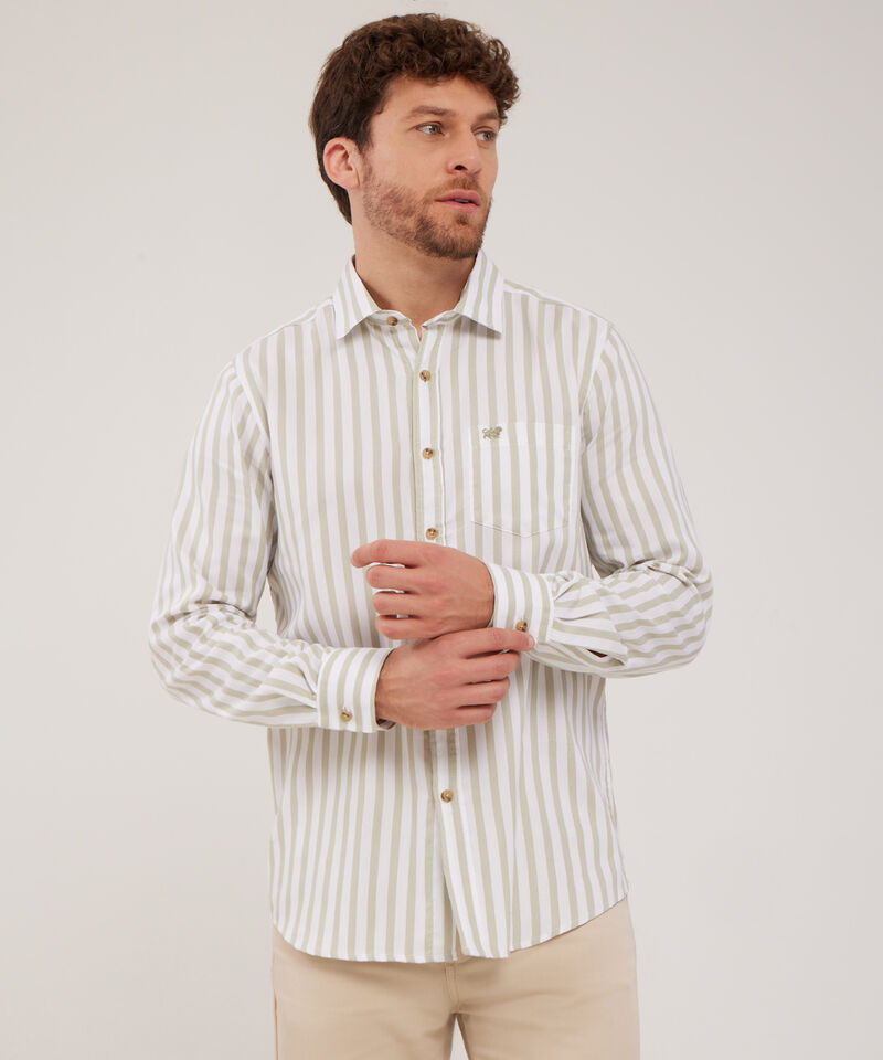 Camisa , manga larga con bolsillo y silueta regular fit, magia en el caribe línea moda