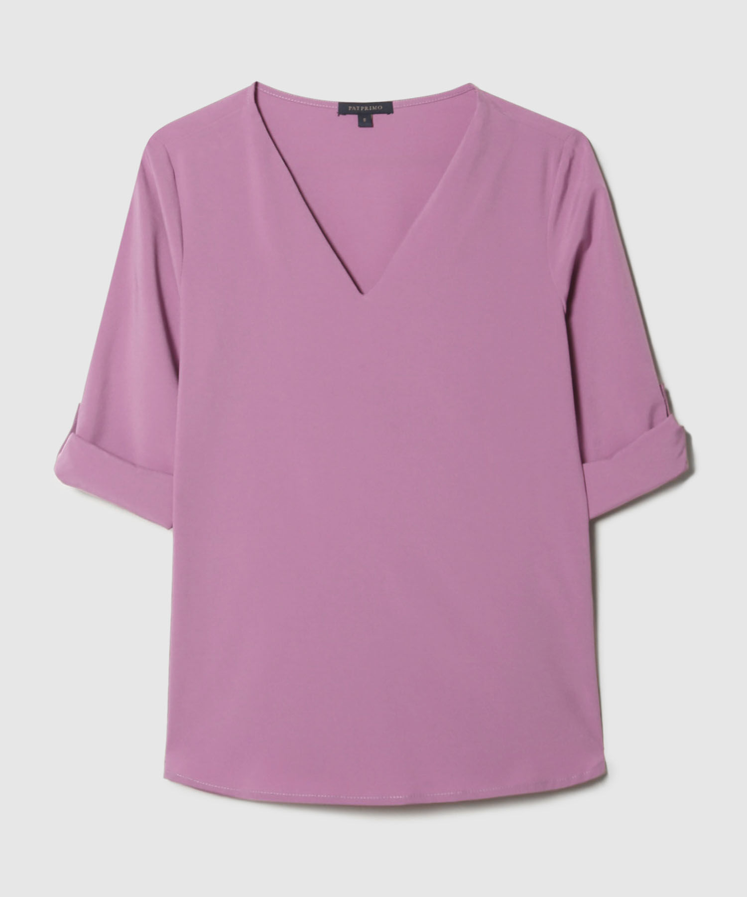Blusa Manga 3/4 Unicolor Escote En V