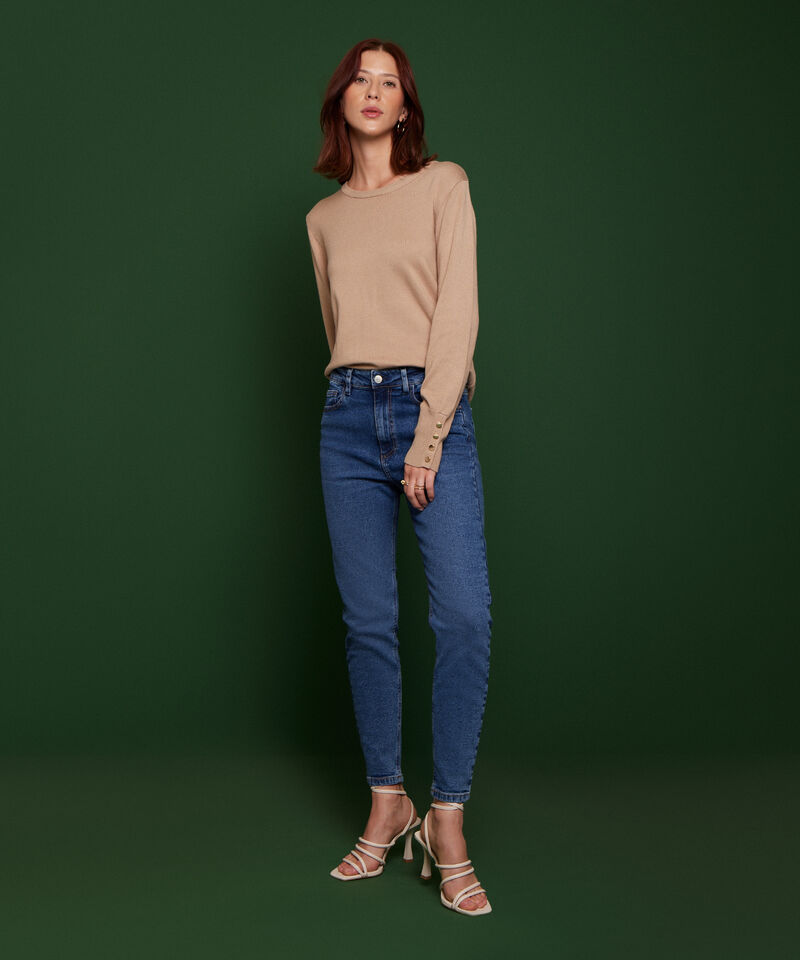 Jean Skinny Tiro Alto Tono Azul Medio Oscuro