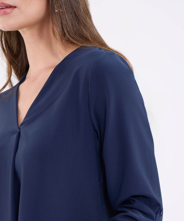 Blusa manga 3/4 unicolor para mujer image number null