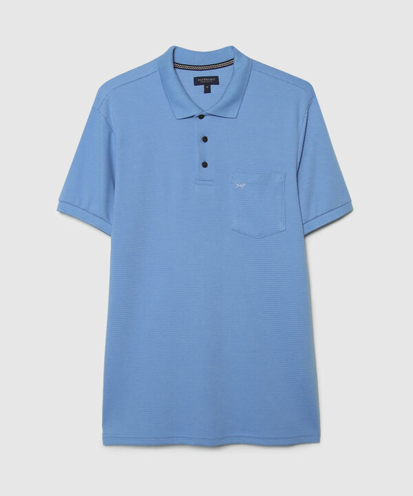 Polo Unicolor Textura, Cuello Y Puños Tejidos Con Bolsillo, Silueta Regular Fit, Cítrico Marinero