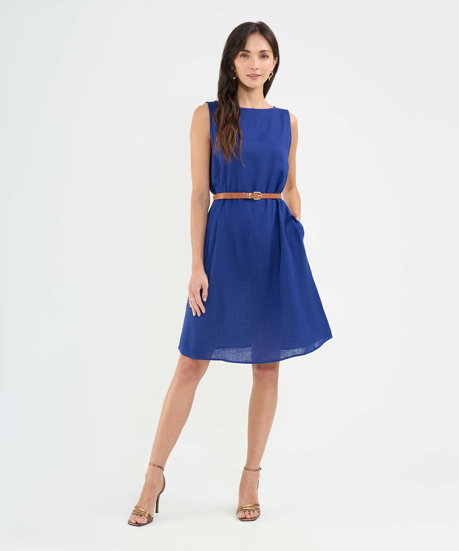 Vestido en Efecto Lino