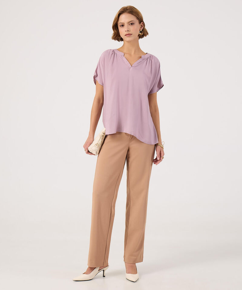 Blusa Manga Corta con Escote en V