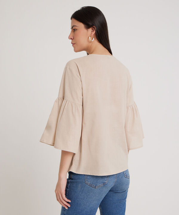 Blusa Manga Corta Con Arandela En Manga