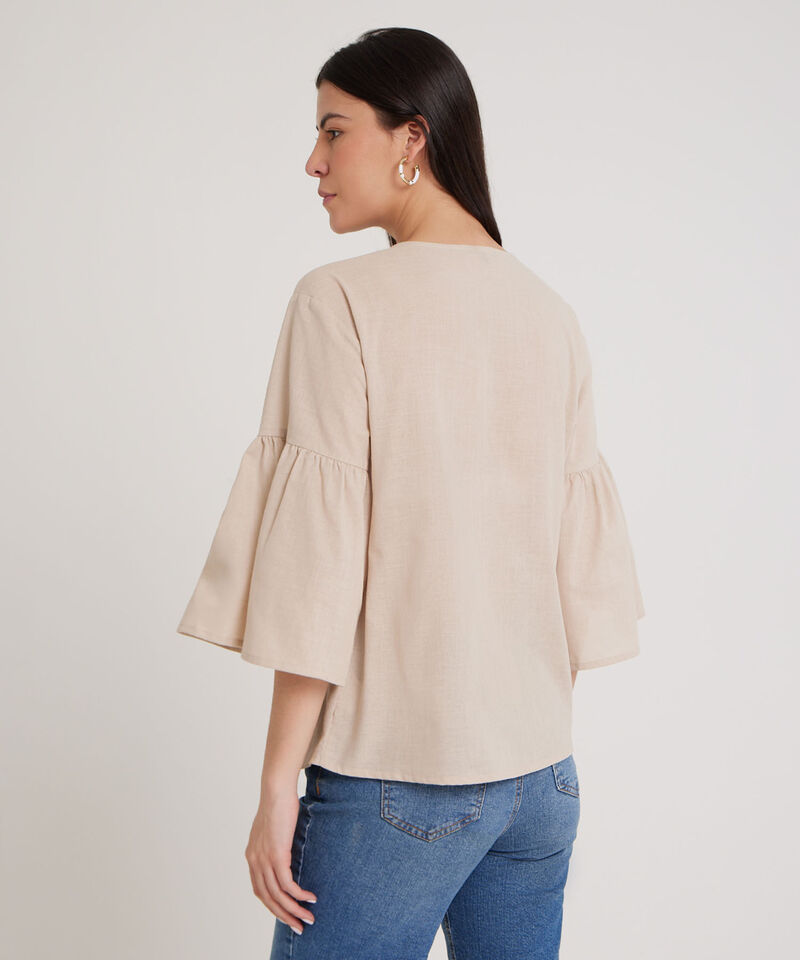 Blusa Manga Corta Con Arandela En Manga