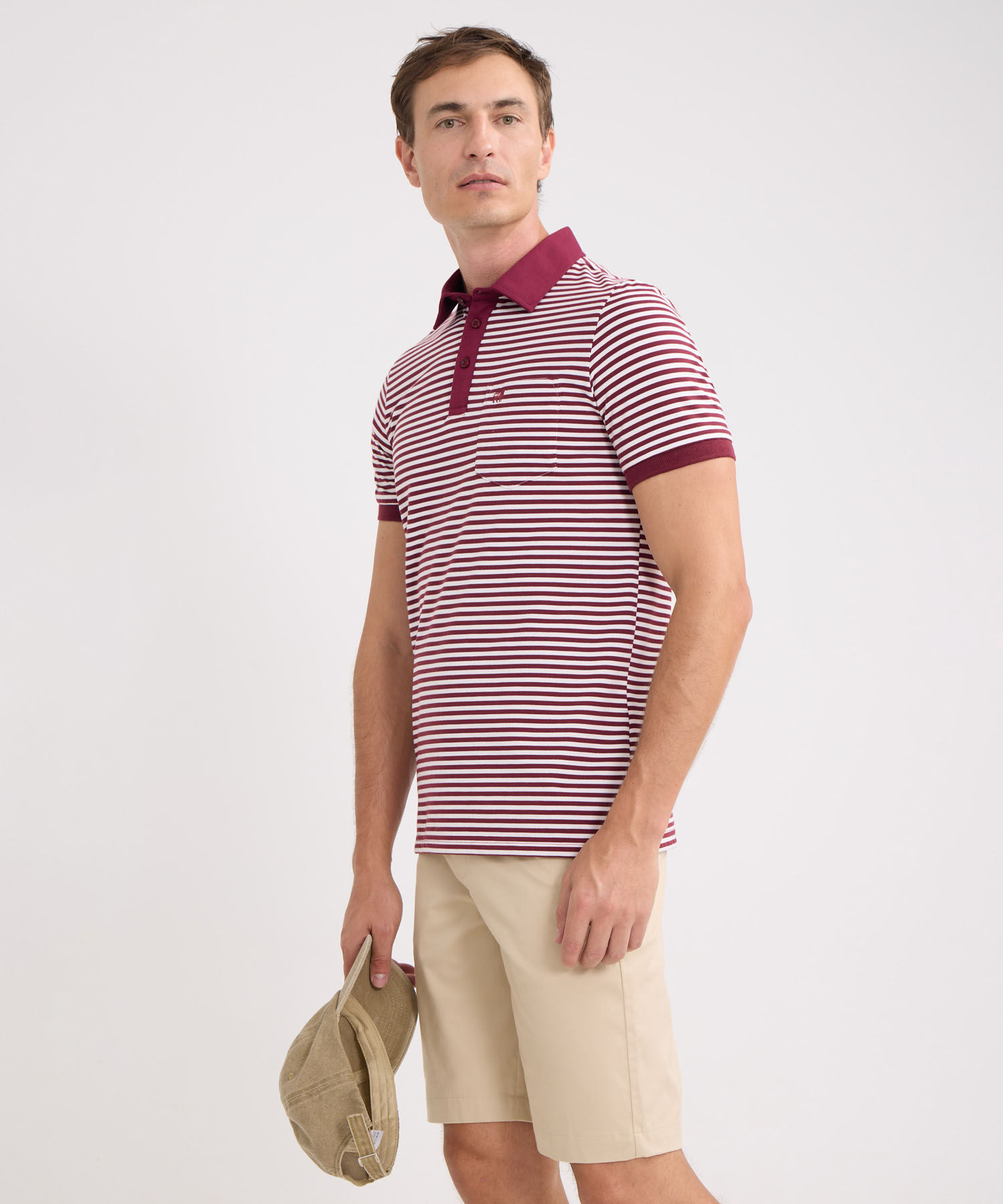 Polo Preteñida Cuello Maquina Con Bolsillo