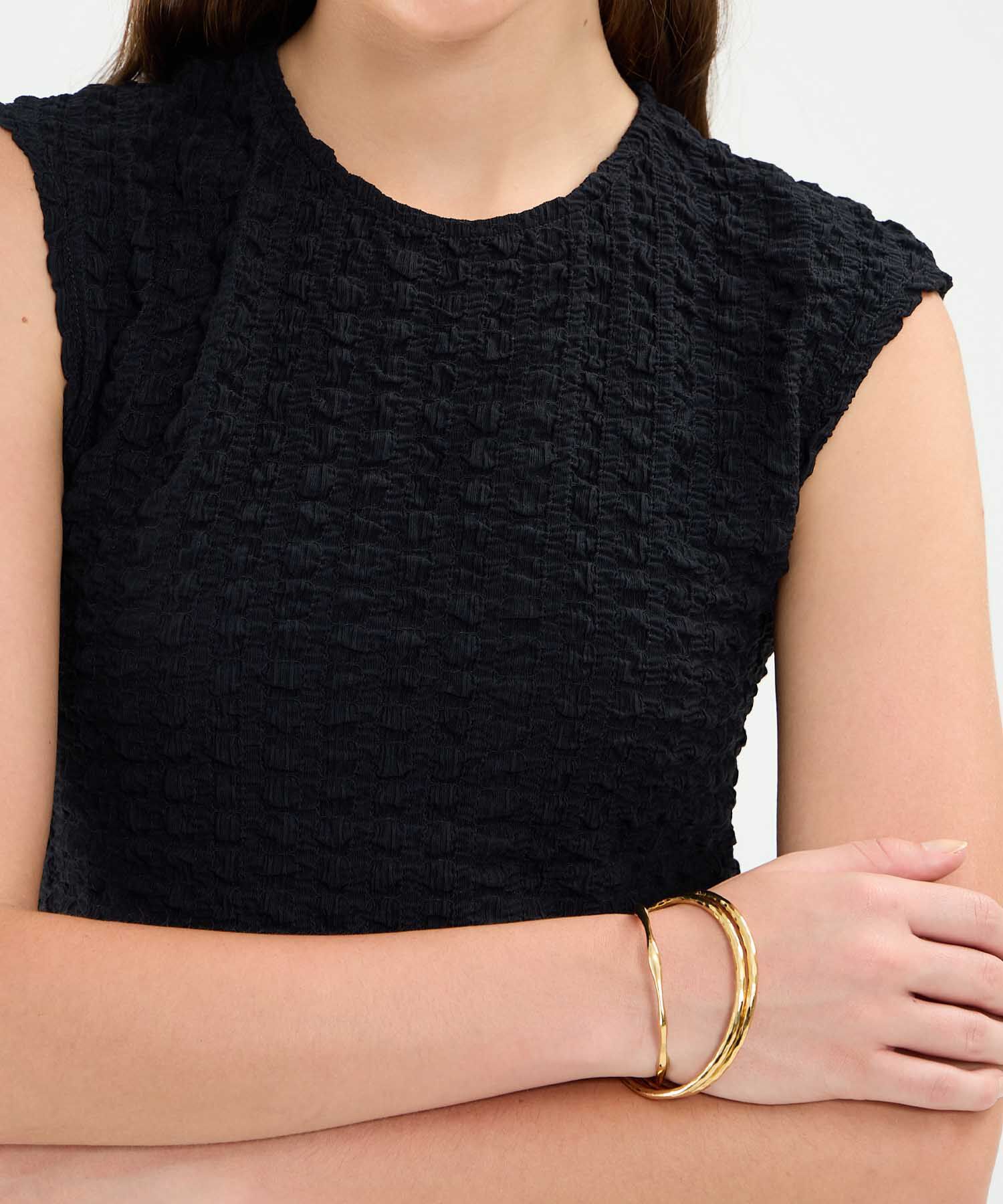 Camiseta Con Textura Hombro Corrido Para Mujer