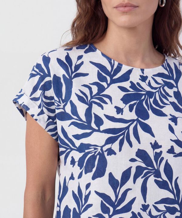 Blusa Estampada Con Cuello Redondo Para Mujer