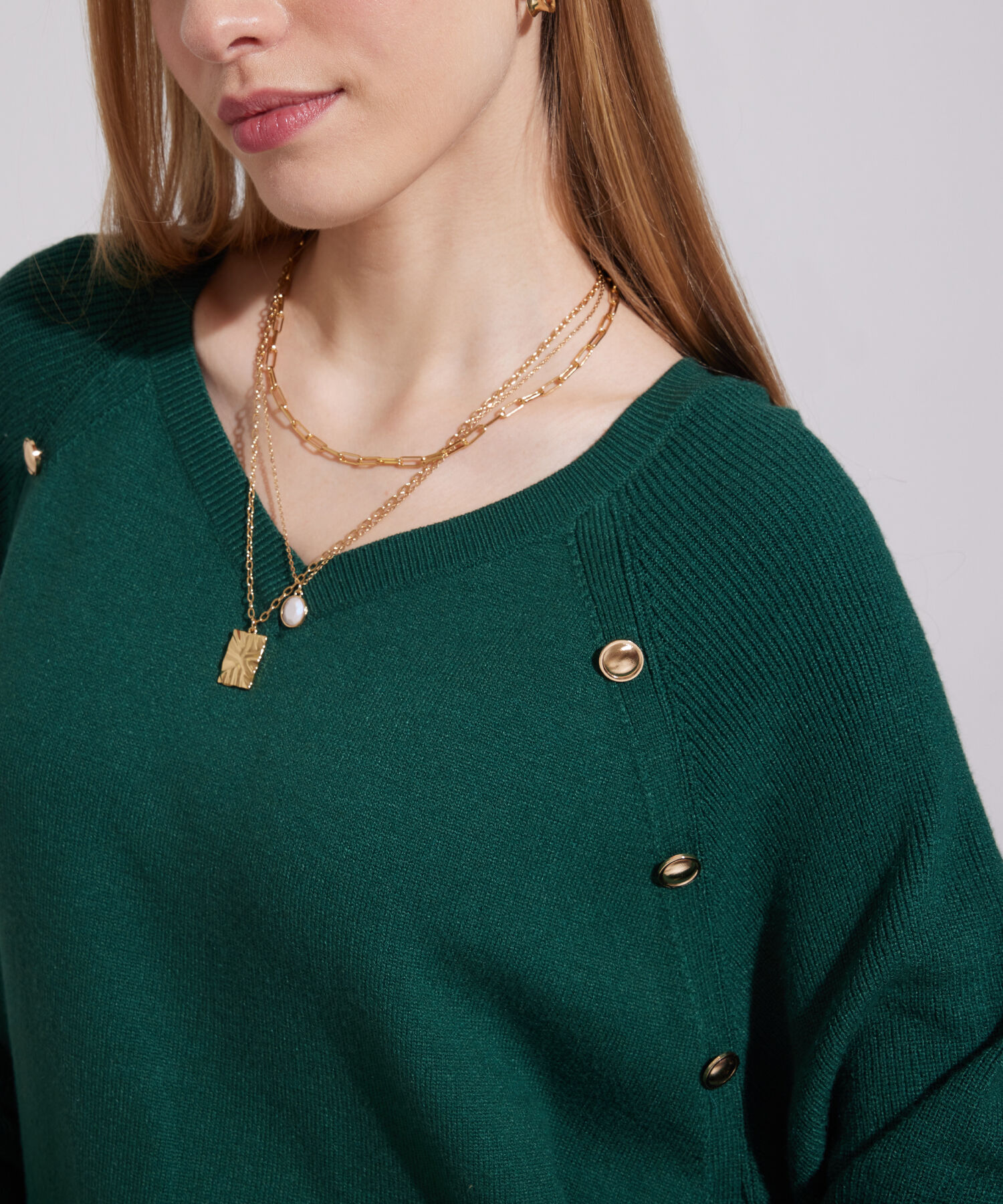 Saco Manga Larga Cuello V Con Botones