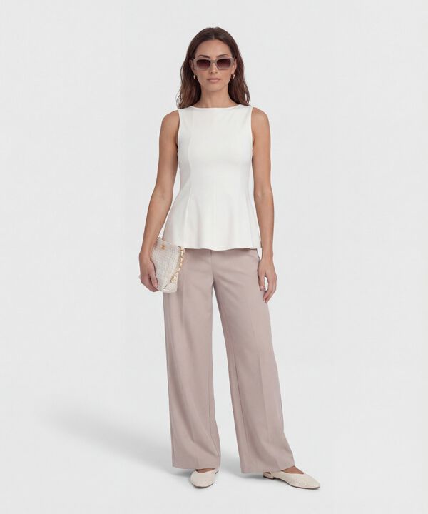 Camiseta Unicolor con Pinzas para Mujer