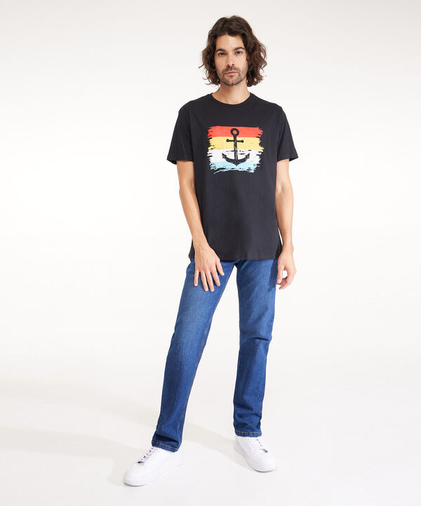 Camiseta Cuello Redondo  Con Estampado